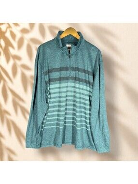 Grand Slam Sweater Men 2XL Blue Striped Collared Knit Zipper Long Sleeve Soft